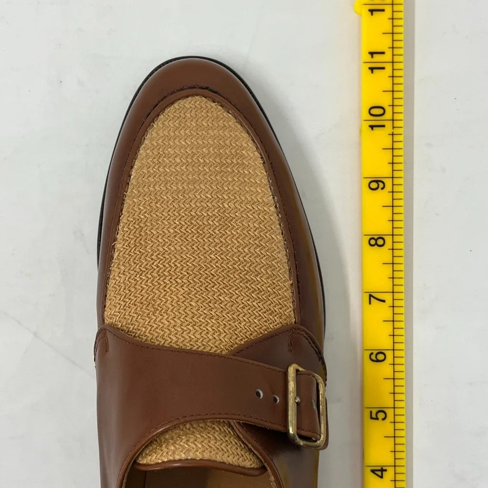 Ralph Lauren Monkstrap Dress Shoes 8.5D – Leather &‎ Woven Straw Detail, VTG New
